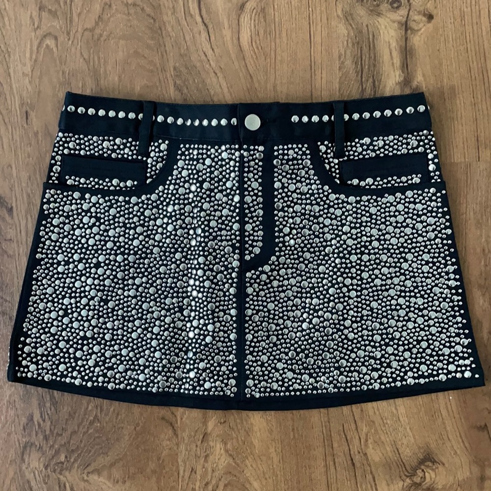 Dolls Kill High Waist Mini Studded Skirt